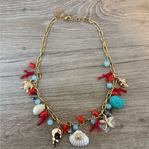 Gold Charm Necklace with Shell Charms